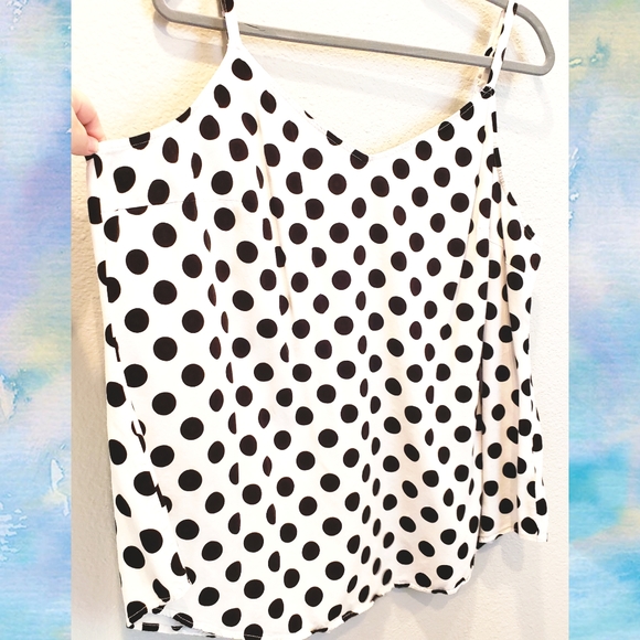 SOLD-Torrid Ava Polka Dot Stretch Challis Cami Top - Picture 5 of 10